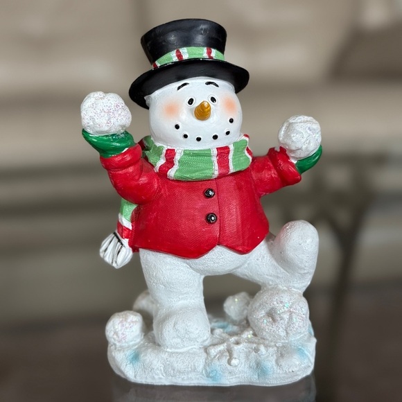 Vintage Christmas Snowman with Red Coat and Black Hat - Picture 1 of 5